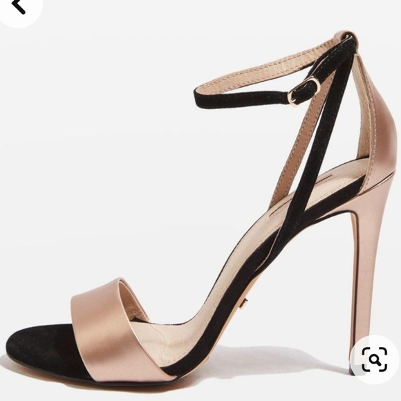 Topshop  Womens Raphael Black & Rose  Metallic Strappy Open Toe Sandals size 8.5 - Picture 2 of 11